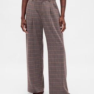 GAP Checkered Wide-Leg Pants - Brown and Black